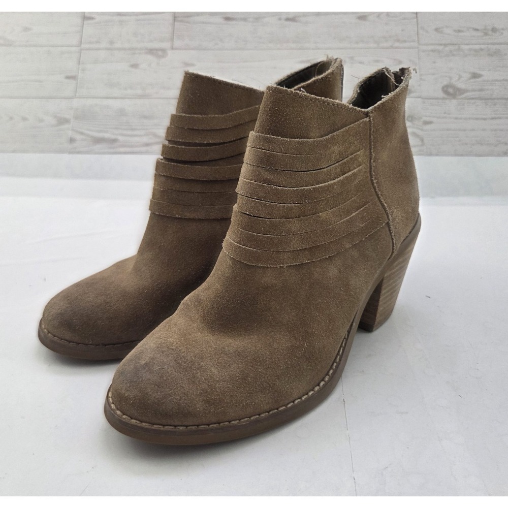 Seychelles Ankle Boots Women's Size 6 Tan Suede Block Heel Western Chic Booties